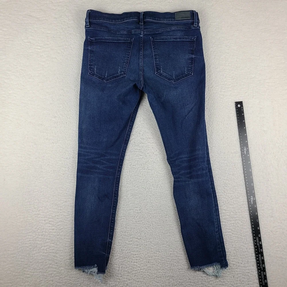 EXPRESS Jeans Womens 12 Blue Ankle Legging Mid Rise Stretch + Dark Wash Fray